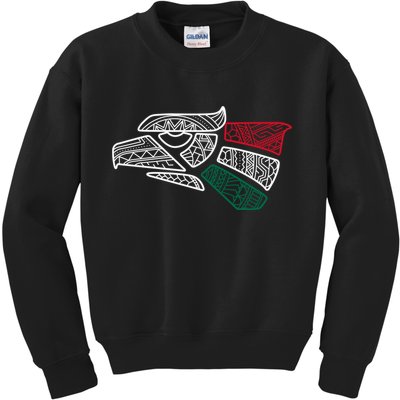 Mexico Flag Mexican Eagle Aztec Style Hecho En Mexico Kids Sweatshirt