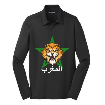 Morocco Flag Moroccan Soccer Supporter Silk Touch Performance Long Sleeve Polo