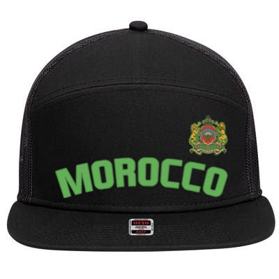 Morocco Flag Moroccan Pride International Country Funny Gift 7 Panel Mesh Trucker Snapback Hat