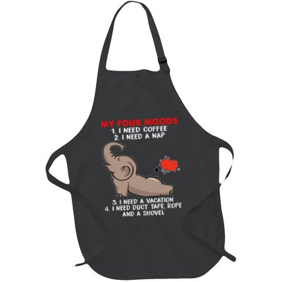 My Four Moods I Need Coffee I Need A Nap I Need A Vacation Full-Length Apron With Pockets