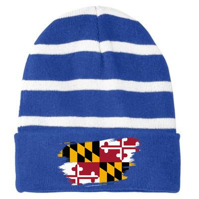 Maryland Flag Marylander Maryland Flag State Pride Striped Beanie with Solid Band