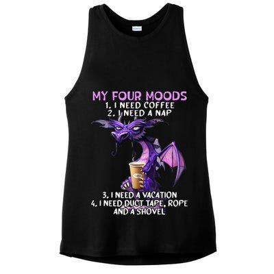 My Four Moods I Need Coffee I Need A Nap Dragon Ladies PosiCharge Tri-Blend Wicking Tank