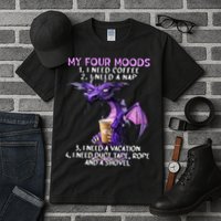 My Four Moods I Need Coffee I Need A Nap Dragon Tall T-Shirt