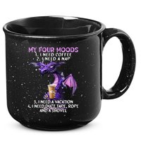 My Four Moods I Need Coffee I Need A Nap Dragon 15oz Campfire Ceramic Mug