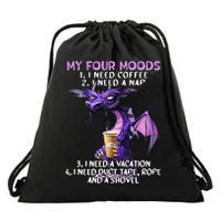 My Four Moods I Need Coffee I Need A Nap Dragon Drawstring Bag