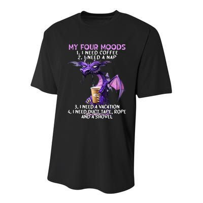 My Four Moods I Need Coffee I Need A Nap Dragon Youth Performance Sprint T-Shirt