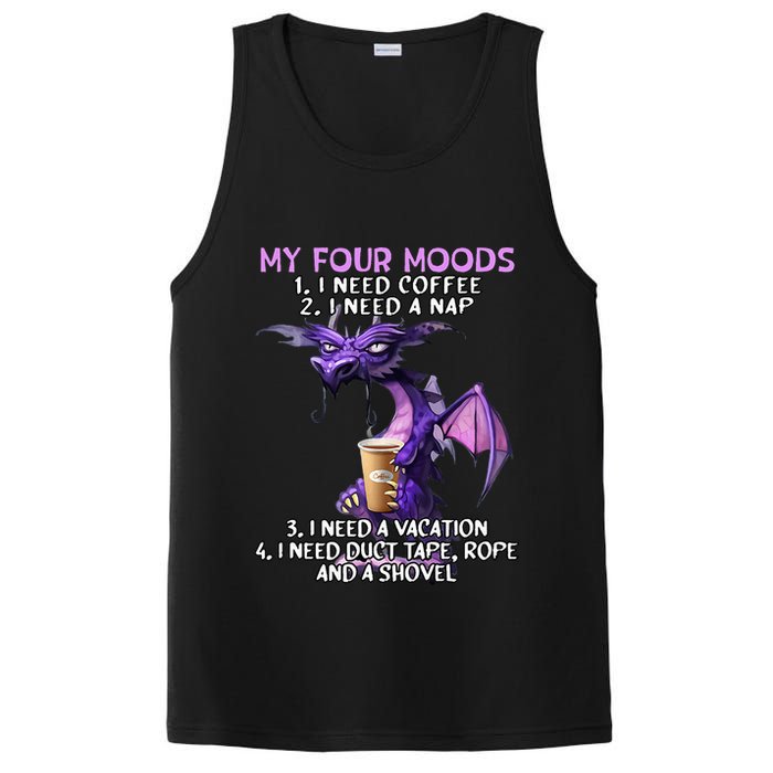 My Four Moods I Need Coffee I Need A Nap Dragon PosiCharge Competitor Tank