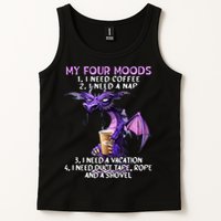 My Four Moods I Need Coffee I Need A Nap Dragon Tank Top