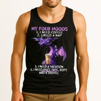 My Four Moods I Need Coffee I Need A Nap Dragon Tank Top