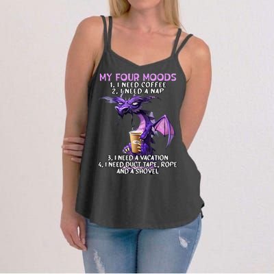 My Four Moods I Need Coffee I Need A Nap Dragon Women's Strappy Tank