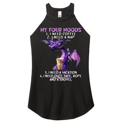My Four Moods I Need Coffee I Need A Nap Dragon Women's Perfect Tri Rocker Tank