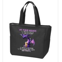 My Four Moods I Need Coffee I Need A Nap Dragon Zip Tote Bag