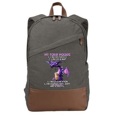 My Four Moods I Need Coffee I Need A Nap Dragon Cotton Canvas Backpack