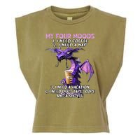 My Four Moods I Need Coffee I Need A Nap Dragon Garment-Dyed Women's Muscle Tee