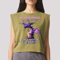 My Four Moods I Need Coffee I Need A Nap Dragon Garment-Dyed Women's Muscle Tee