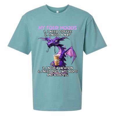 My Four Moods I Need Coffee I Need A Nap Dragon Sueded Cloud Jersey T-Shirt