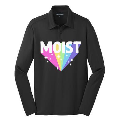 Moist Funny Meme Offensive Weird Cool Hilarious Humorous Silk Touch Performance Long Sleeve Polo