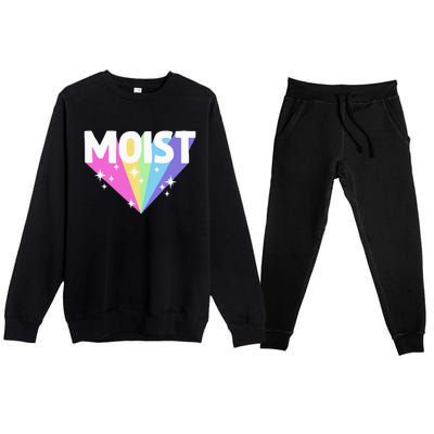 Moist Funny Meme Offensive Weird Cool Hilarious Humorous Premium Crewneck Sweatsuit Set