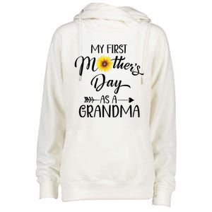 My First Mother's Day As Grandma Sunflower Wo Womens Funnel Neck Pullover Hood