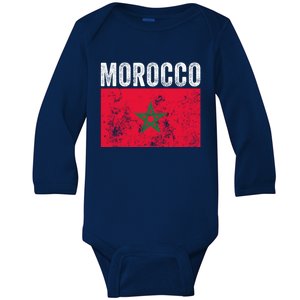 Morocco Flag Moroccan Soccer Supporter Cool Gift Baby Long Sleeve Bodysuit