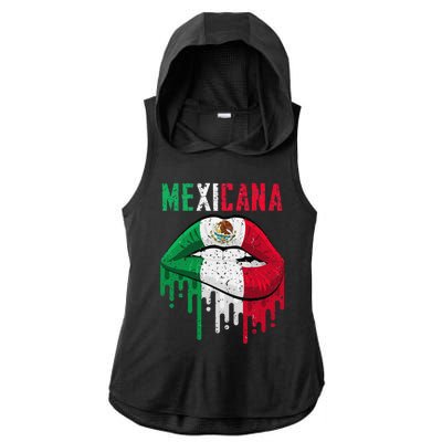 Mexican Flag Mexicana Pride Ladies PosiCharge Tri-Blend Wicking Draft Hoodie Tank