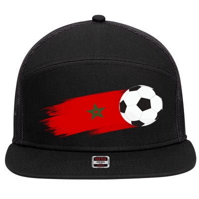 Morocco Flag Moroccan Soccer Supporter Funny Gift 7 Panel Mesh Trucker Snapback Hat