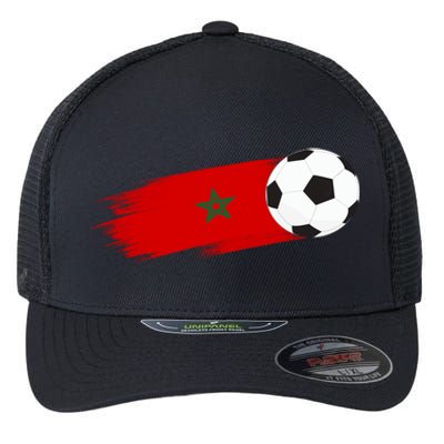 Morocco Flag Moroccan Soccer Supporter Funny Gift Flexfit Unipanel Trucker Cap