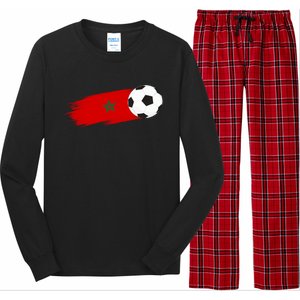 Morocco Flag Moroccan Soccer Supporter Funny Gift Long Sleeve Pajama Set