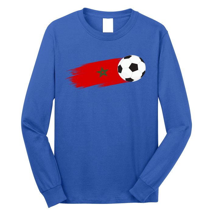 Morocco Flag Moroccan Soccer Supporter Funny Gift Long Sleeve Shirt