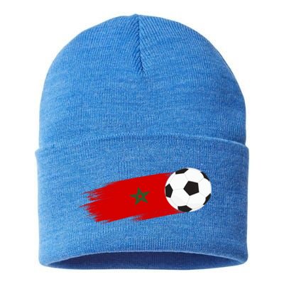 Morocco Flag Moroccan Soccer Supporter Funny Gift Sustainable Knit Beanie