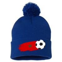 Morocco Flag Moroccan Soccer Supporter Funny Gift Pom Pom 12in Knit Beanie