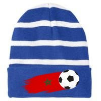 Morocco Flag Moroccan Soccer Supporter Funny Gift Striped Beanie with Solid Band