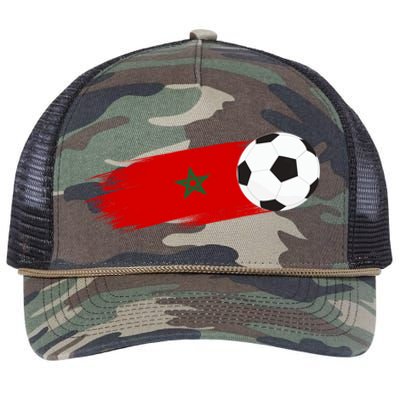 Morocco Flag Moroccan Soccer Supporter Funny Gift Retro Rope Trucker Hat Cap