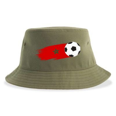 Morocco Flag Moroccan Soccer Supporter Funny Gift Sustainable Bucket Hat