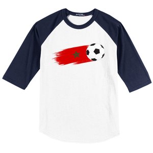 Morocco Flag Moroccan Soccer Supporter Funny Gift Baseball Sleeve Shirt