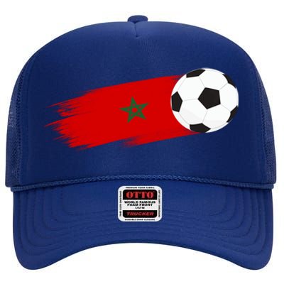 Morocco Flag Moroccan Soccer Supporter Funny Gift High Crown Mesh Back Trucker Hat