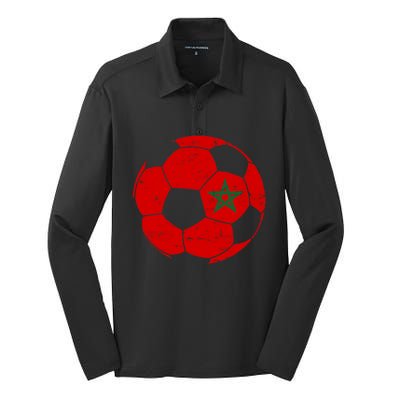 Morocco Flag Moroccan Soccer Supporter Gift Silk Touch Performance Long Sleeve Polo