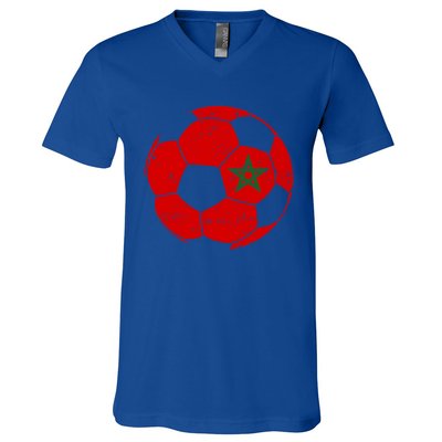 Morocco Flag Moroccan Soccer Supporter Gift V-Neck T-Shirt