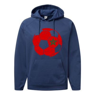 Morocco Flag Moroccan Soccer Supporter Gift Performance Fleece Hoodie