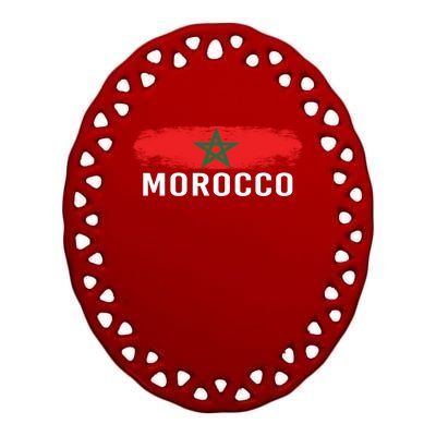 Morocco Flag Moroccan Soccer Supporter Gift Ceramic Oval Ornament