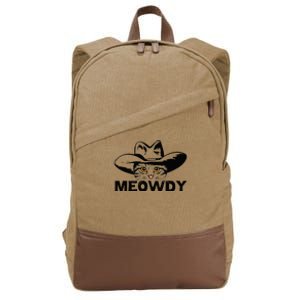 Meowdy Funny Mashup Between Meow And Howdy Cat Meme Cotton Canvas Backpack