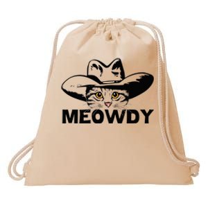 Meowdy Funny Mashup Between Meow And Howdy Cat Meme Drawstring Bag