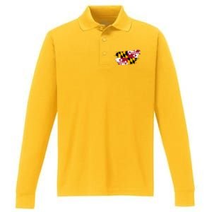 Maryland Flag Marylander Maryland Flag State Pride Performance Long Sleeve Polo