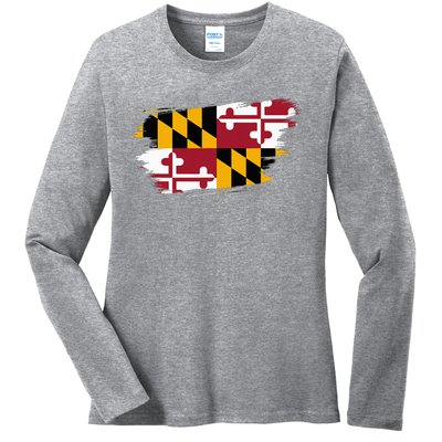 Maryland Flag Marylander Maryland Flag State Pride Ladies Long Sleeve Shirt