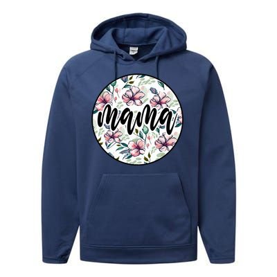 Mama Floral Mom Flower Mother's Day Performance Fleece Hoodie