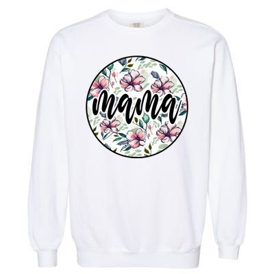 Mama Floral Mom Flower Mother's Day Garment-Dyed Sweatshirt