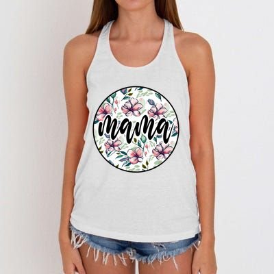 Mama Floral Mom Flower Mother's Day Women's Knotted Racerback Tank