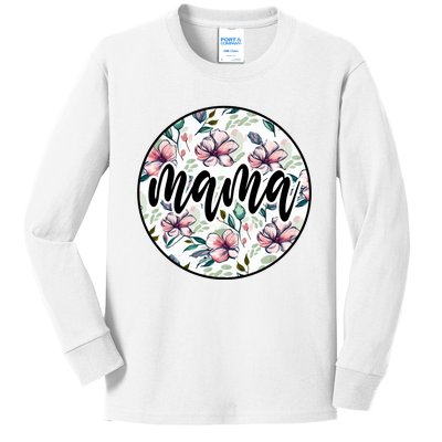 Mama Floral Mom Flower Mother's Day Kids Long Sleeve Shirt