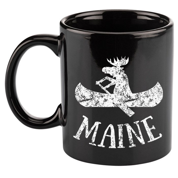Maine Funny Moose Canoe Vacation 11oz C Handle Ceramic Mug