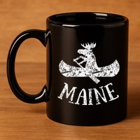 Maine Funny Moose Canoe Vacation 11oz C Handle Ceramic Mug